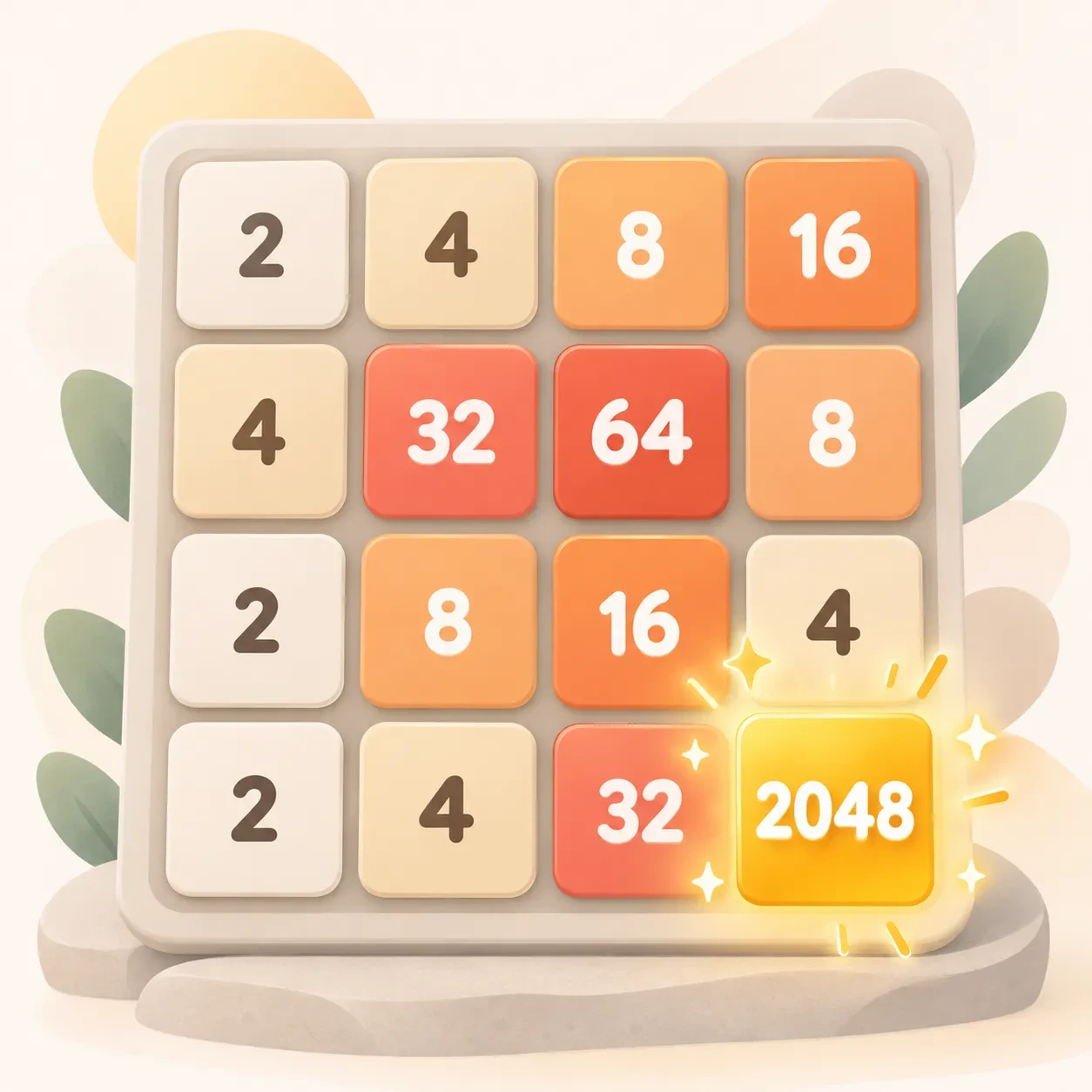 Соединяйте одинаковые плитки и доберитесь до числа 2048.